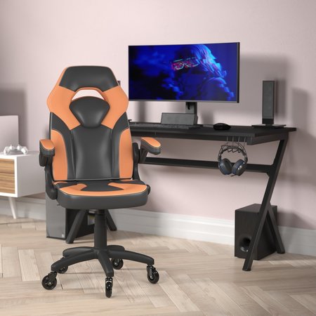 FLASH FURNITURE Orange LeatherSoft Gaming Chair - Skate Wheels CH-00095-OR-RLB-GG